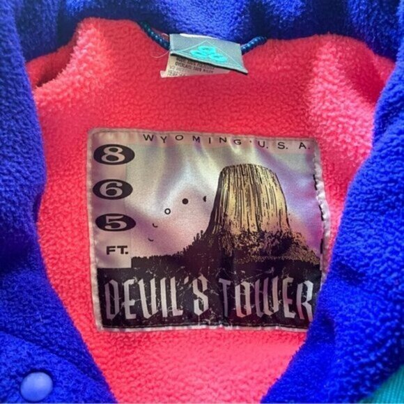 Vintage Nike ACG Neon Pink / Blue Devil's Tower Fleece Ski Jacket - M 🇺🇸 - Picture 9 of 14